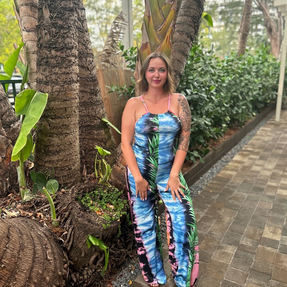 Tropical Print Jumpsuit